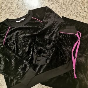 Victoria's Secret Black Crushed Velvet Lounge Set